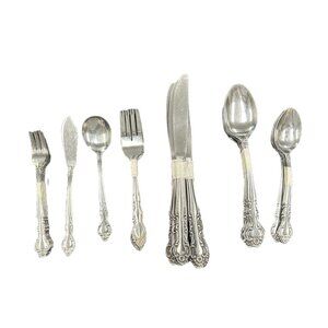 37 Piece Oxford Hall Stainless Steel COVENT GARDEN Flatware Silverware Floral
